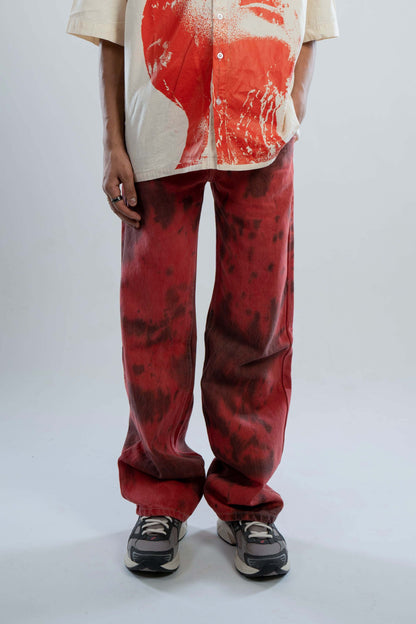 RED TIEDYE DENIM