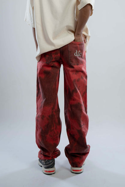 RED TIEDYE DENIM