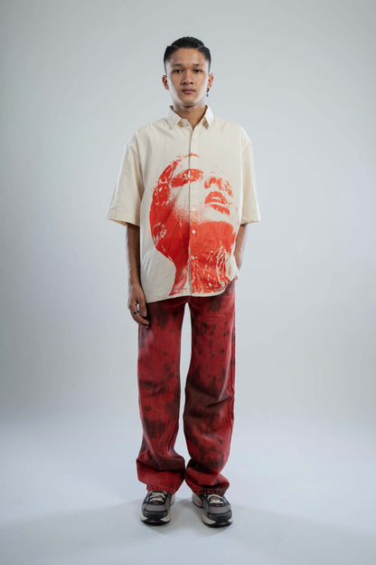 RED TIEDYE DENIM