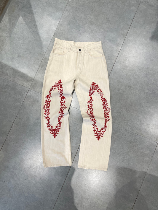 RED WHITE EMBRODIERY